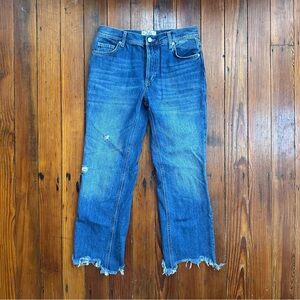 Free People We The Free midrise crop raw hem straight leg button fly jeans 26